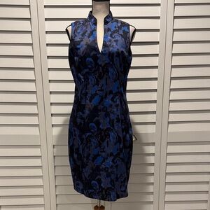 The Limited Blue and Black Patterned Midi Dress